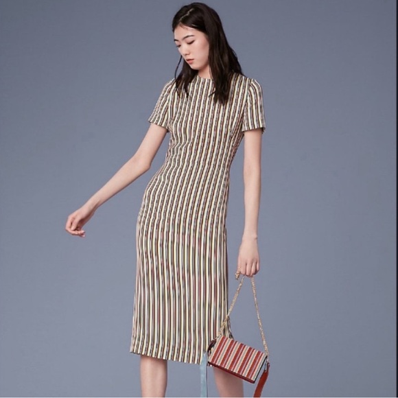 Vintage DVF Diane Von Furstenberg Retro Mod Rainbow Strior Sheath Dress MIDI 8 - Picture 2 of 11